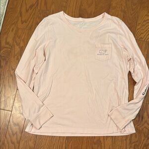 Vineyard Vines Pale Pink Long Sleeve Shirt with Pocket Logo L